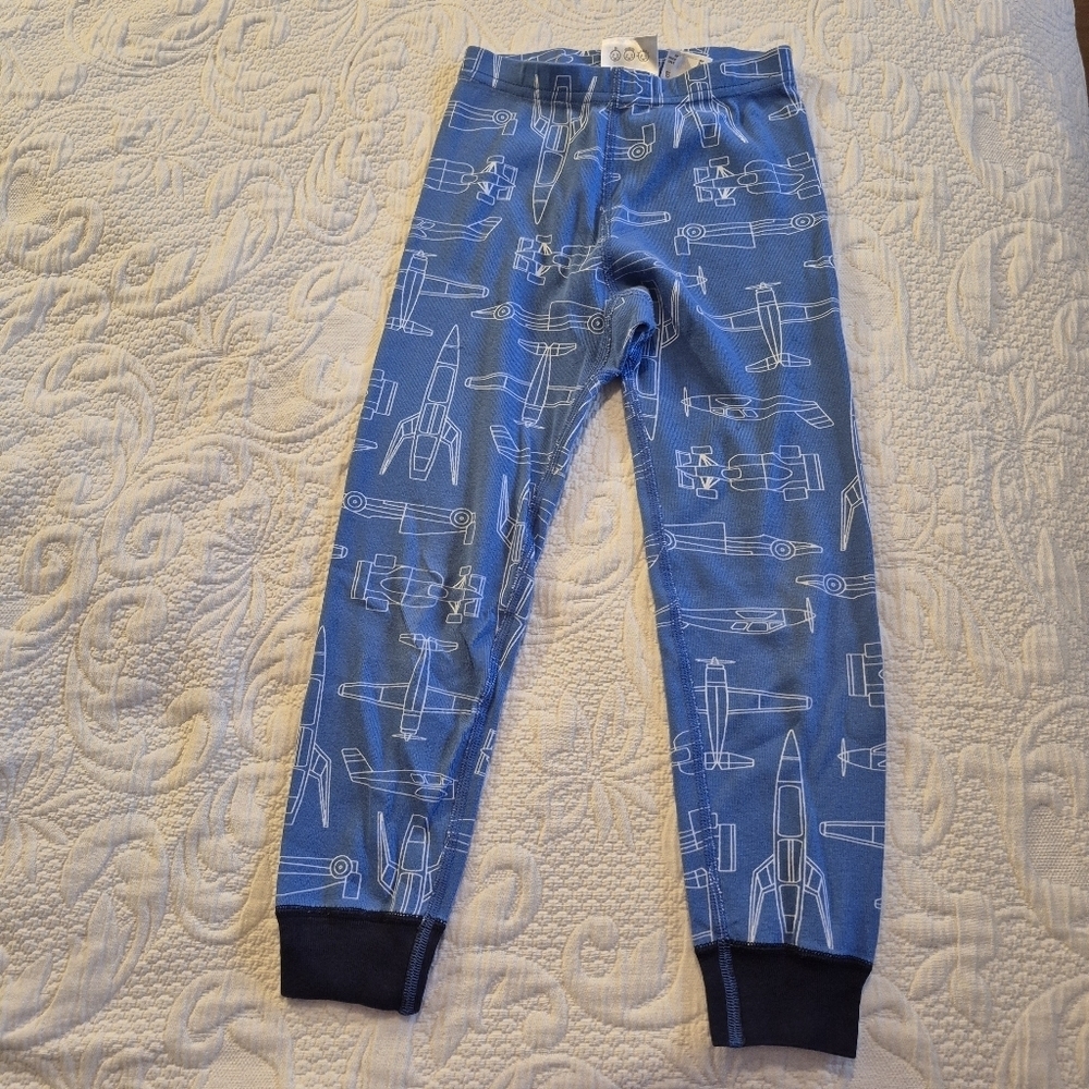 Hanna Andersson boys pajama pants size 110 or US 5 blue & white airplanes GUC
